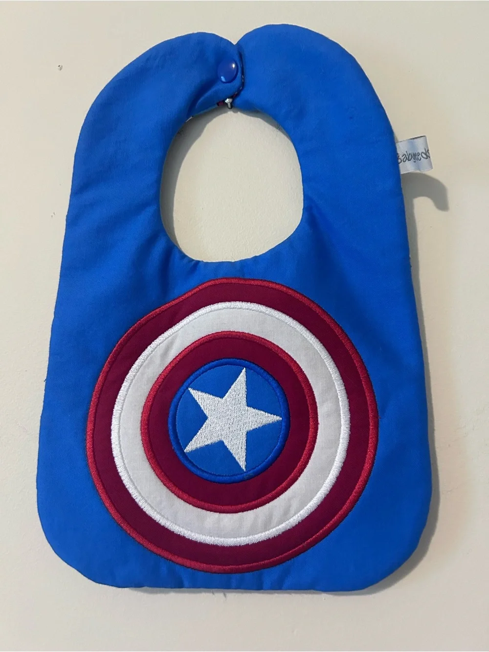 Reversible Captain America Baby Bib Artisan Handmade Marvel 10x6.5